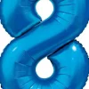 Blauwe Cijfer Ballon 8 Jaar Glans 86cm