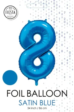 Blauwe Cijfer Ballon 8 Jaar Glans 86cm