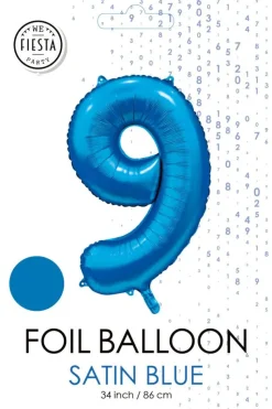 Blauwe Cijfer Ballon 9 Jaar Glans 86cm