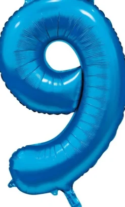 Blauwe Cijfer Ballon 9 Jaar Glans 86cm