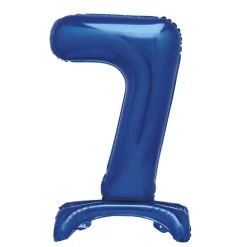 Blauwe Cijfer Ballon 7 Jaar Met Standaard 76cm