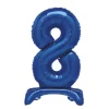 Blauwe Cijfer Ballon 8 Jaar Met Standaard 76cm