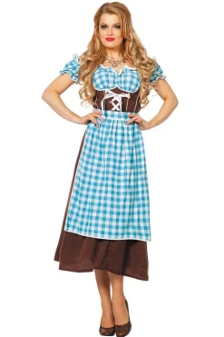 Blauwe Dirndl Jurk Oktoberfest Dames Lang