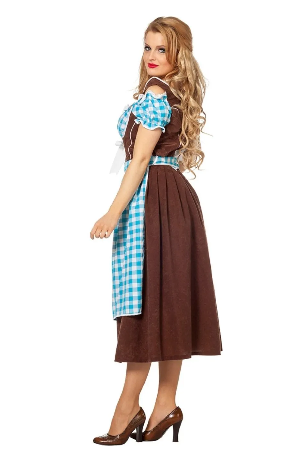 Blauwe Dirndl Jurk Oktoberfest Dames Lang