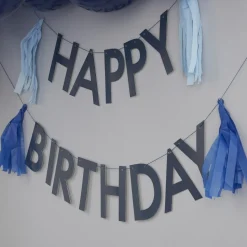Blauwe Happy Birthday Slinger Tassels 1,5m