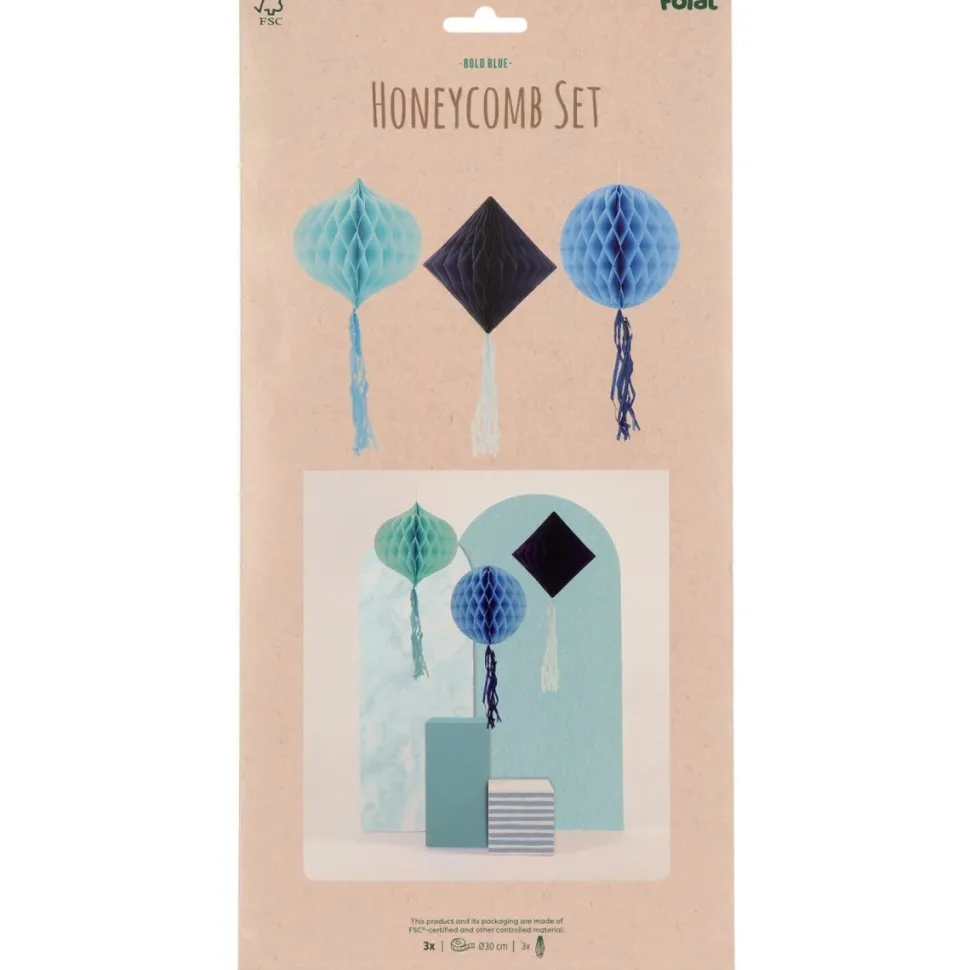 Blauwe Honeycombs 30cm 3st