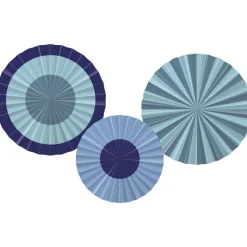 Blauwe Papieren Waaiers 35cm 3st
