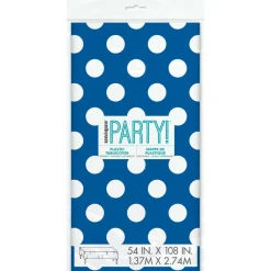 Blauwe Tafelkleed Witte Stippen 2,74m