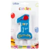 Blauw Kaars 1 Jaar My 1St Birthday 8cm