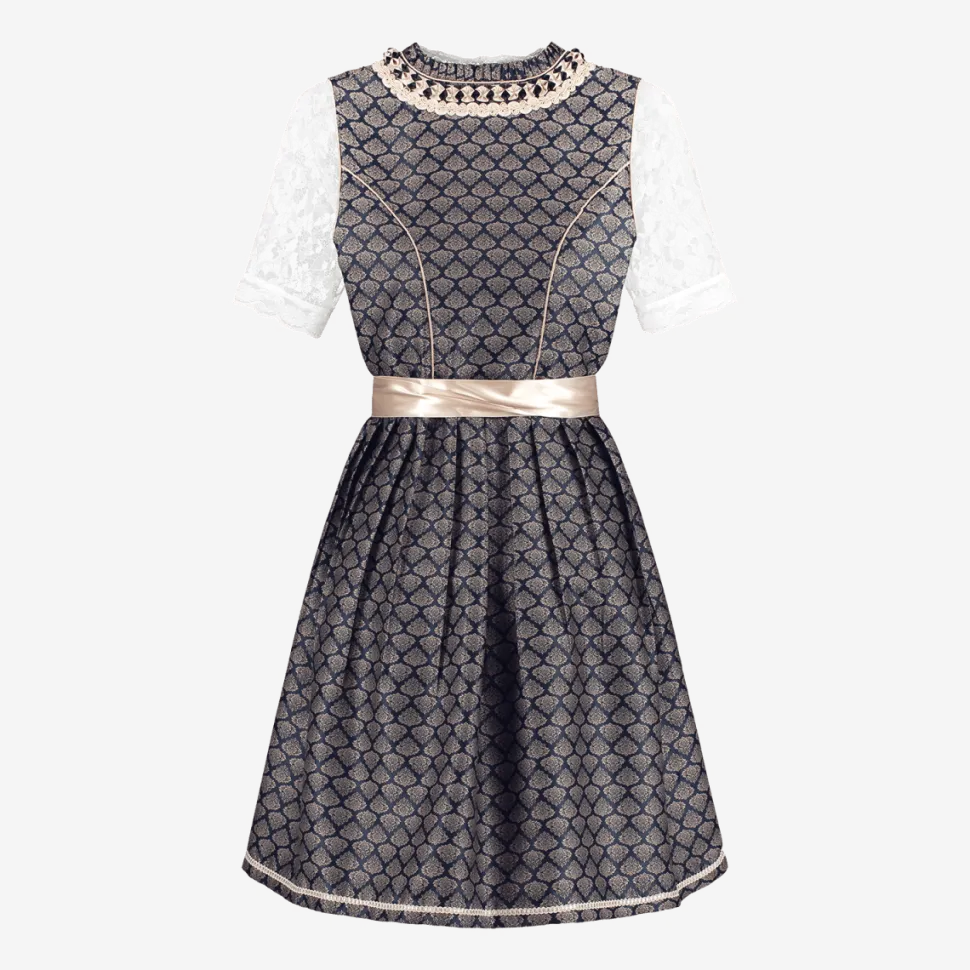 Blauw Wit Creme Dirndl Jurk Oktoberfest Dames 2 Delig
