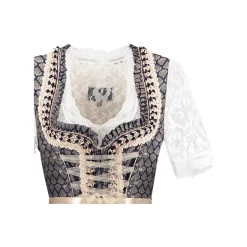 Blauw Wit Creme Dirndl Jurk Oktoberfest Dames 2 Delig