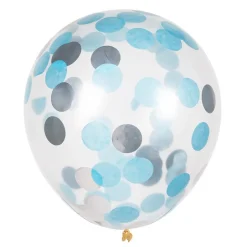 Blauw Zilveren Confetti Ballonnen 30cm 5st