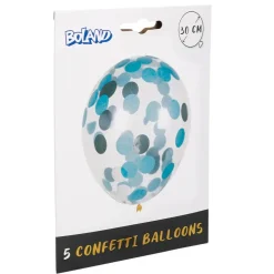 Blauw Zilveren Confetti Ballonnen 30cm 5st