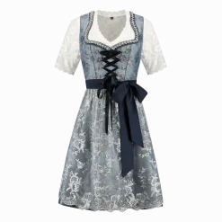 Blauw Zilveren Dirndl Jurk Oktoberfest Dames 2 Delig