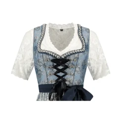 Blauw Zilveren Dirndl Jurk Oktoberfest Dames 2 Delig
