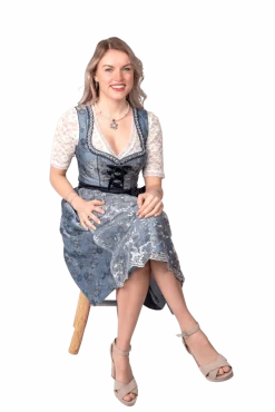Blauw Zilveren Dirndl Jurk Oktoberfest Dames 2 Delig