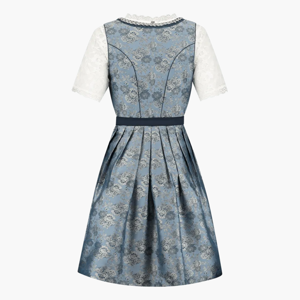 Blauw Zilveren Dirndl Jurk Oktoberfest Dames 2 Delig