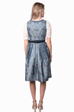 Blauw Zilveren Dirndl Jurk Oktoberfest Dames 2 Delig