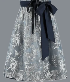 Blauw Zilveren Dirndl Jurk Oktoberfest Dames 2 Delig