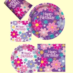 Bloemen Borden Happy Birthday 23cm 8st