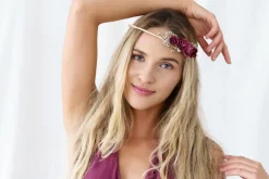 Bloemen Haarband Bordeaux Rood