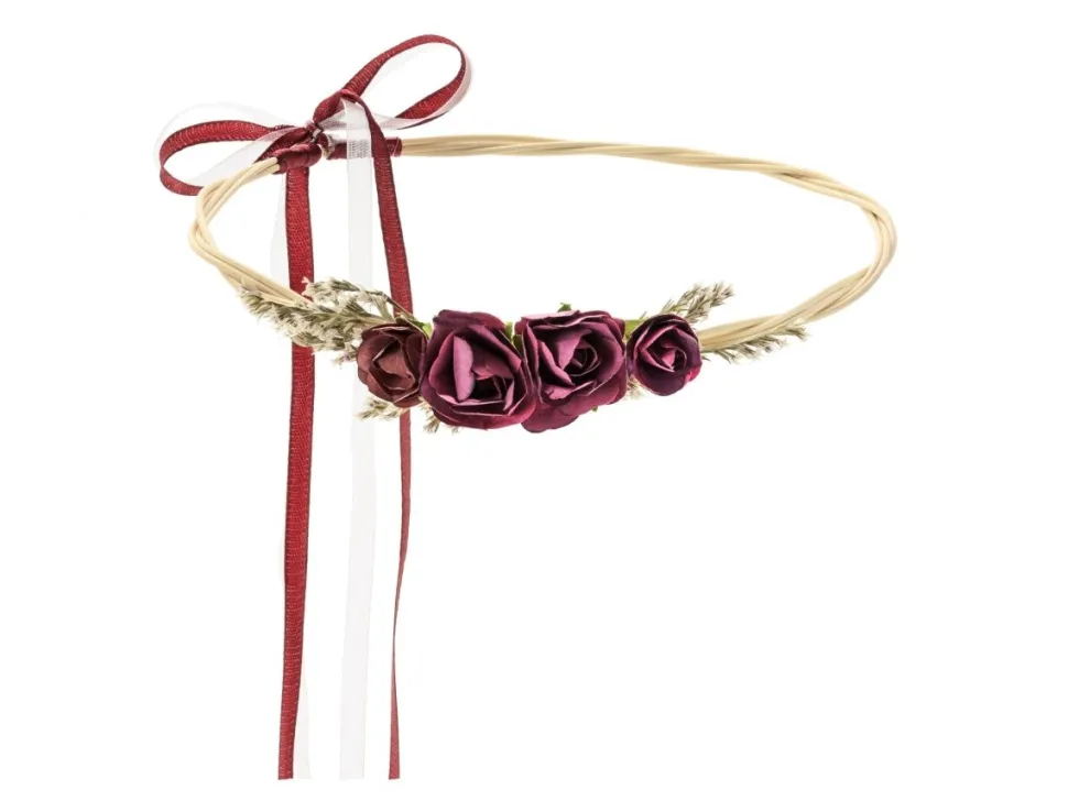 Bloemen Haarband Bordeaux Rood
