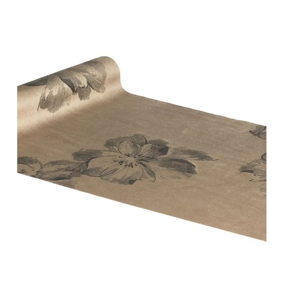 Bloemen Tafelloper Bruin 3m