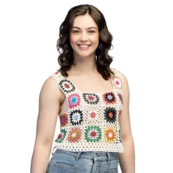 Bloemen Top Dames Gehaakt