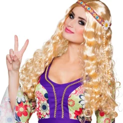 Blonde Hippie Pruik Met Hoofdband