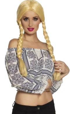 Blonde Pruik met Vlechten