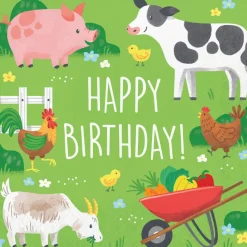 Boerderij Servetten Happy Birthday 33cm 16st