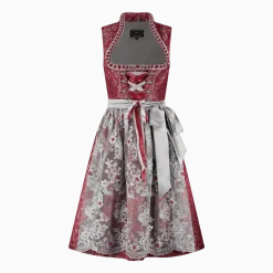 Bordeaux Rode Dirndl Jurk Oktoberfest Dames Kant 2 delig