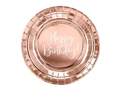 Borden Happy Birthday Rose Goud 18cm 6st