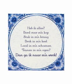 Bord Voor M'N Kop Delftsblauw Tegel