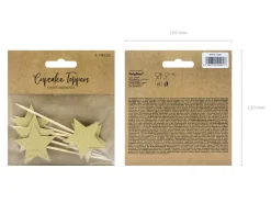 Caketopper Sterren Goud 11,5cm 6st
