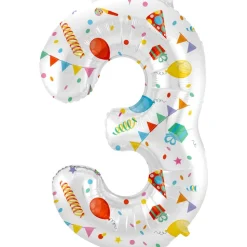 Cijfer Ballon 3 Jaar Feest Leeg 86cm