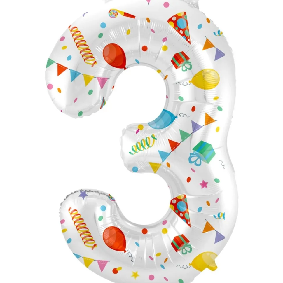 Cijfer Ballon 3 Jaar Feest Leeg 86cm