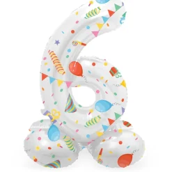 Cijfer Ballon 6 Jaar Feest Met Standaard Leeg 72cm