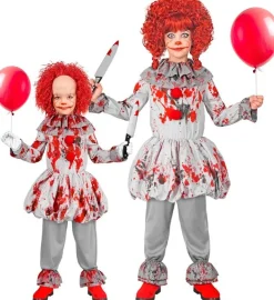 Clown Kostuum Grijs Rood Kind