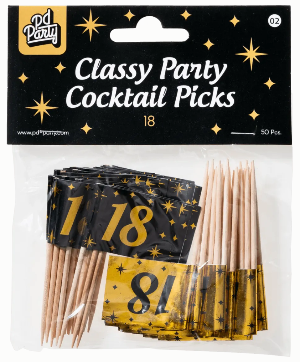 Cocktailprikkers 18 Jaar 6,5cm 50st