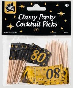 Cocktailprikkers 80 Jaar 6,5cm 50st