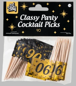 Cocktailprikkers 90 Jaar 6,5cm 50st