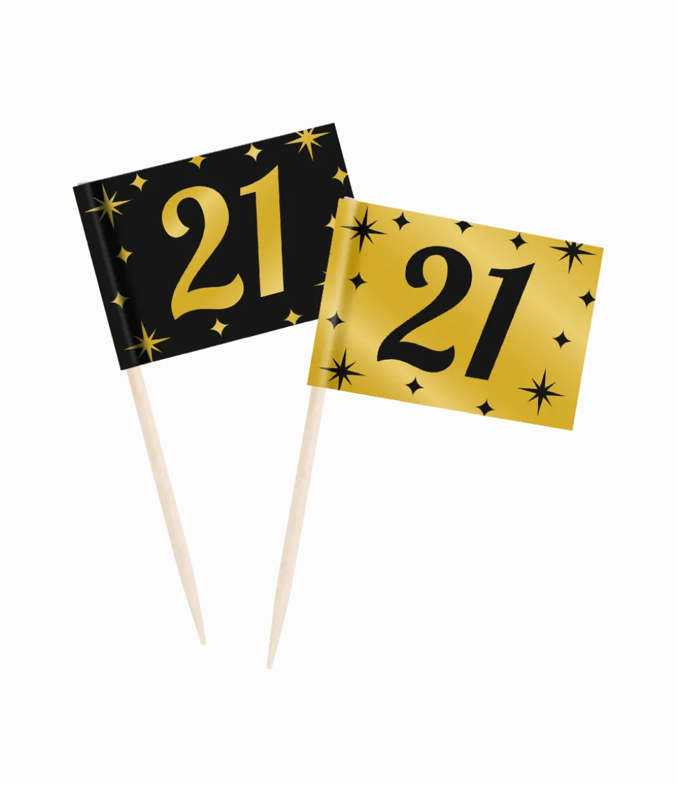 Cocktailprikkers 21 Jaar 6,5cm 50st