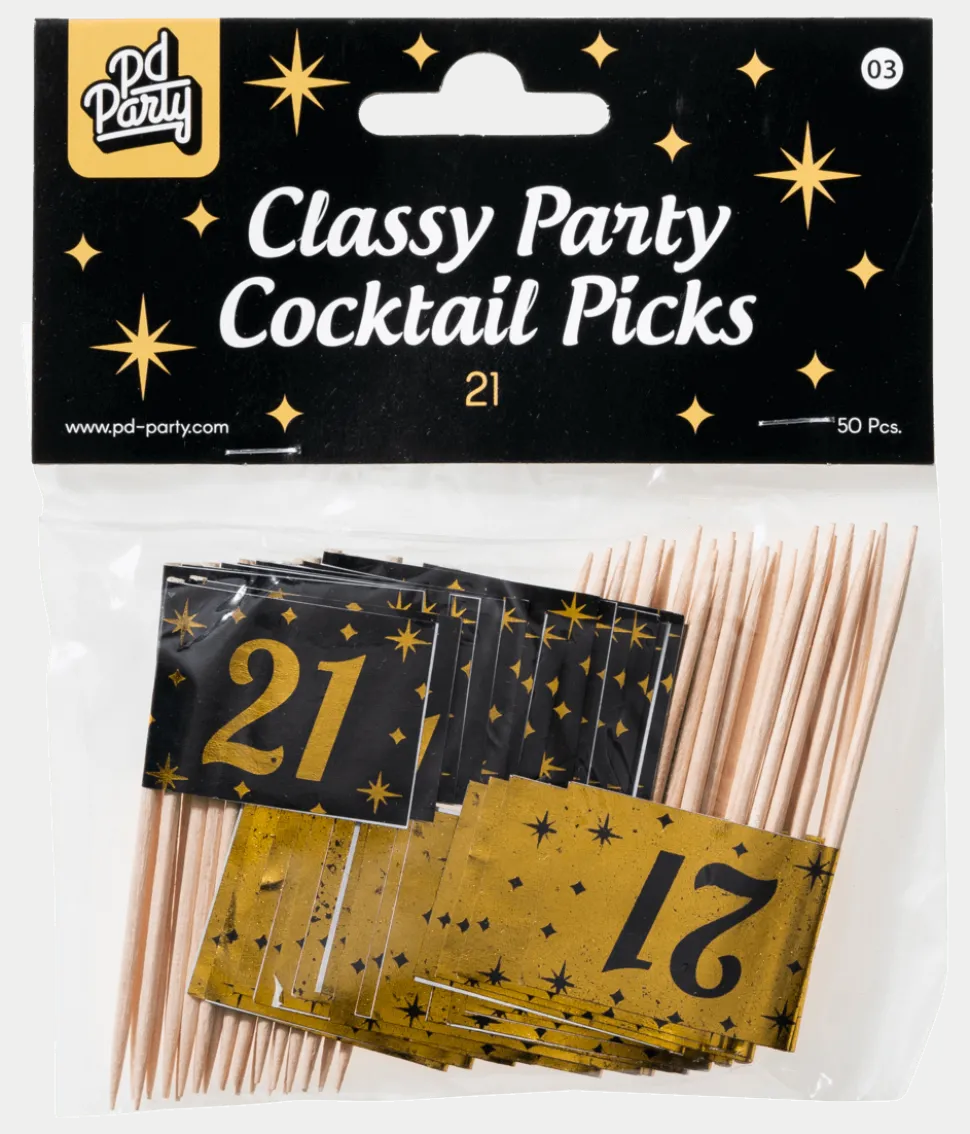 Cocktailprikkers 21 Jaar 6,5cm 50st
