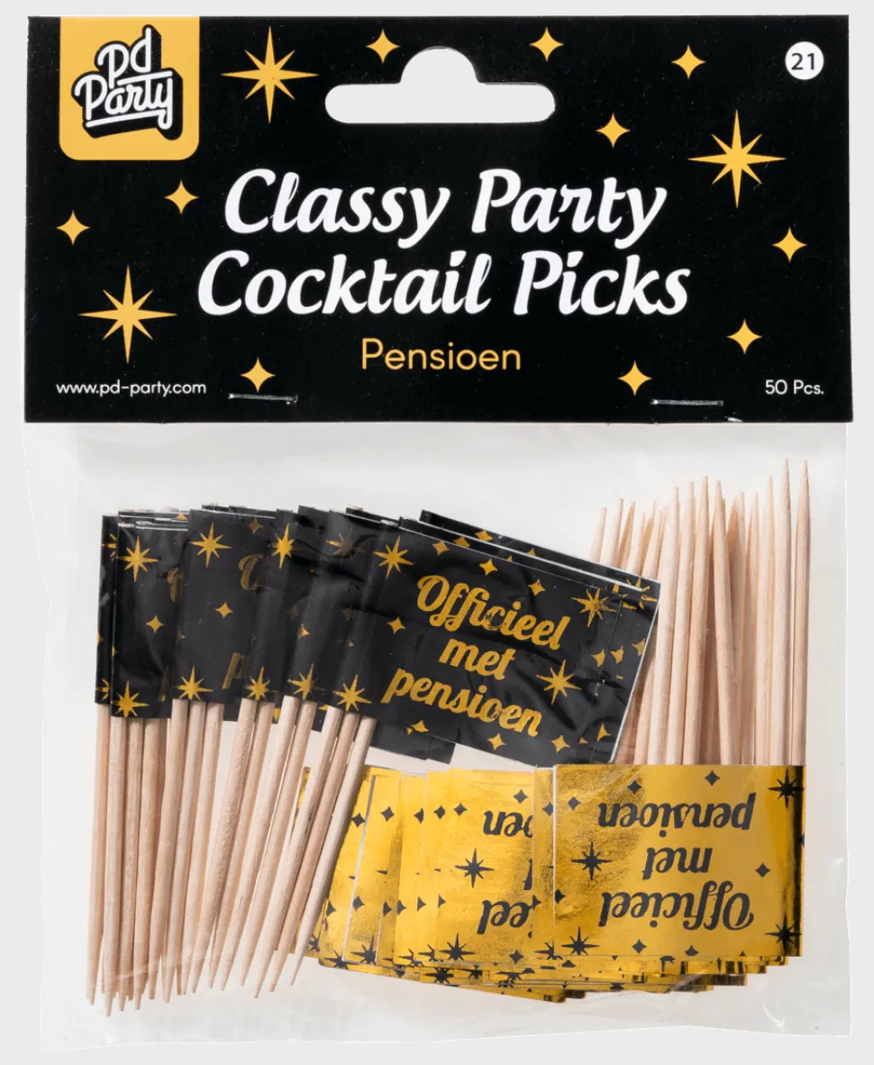 Cocktailprikkers Pensioen 6,5cm 50st