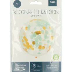 Confetti Ballon Blauw Goud 61cm