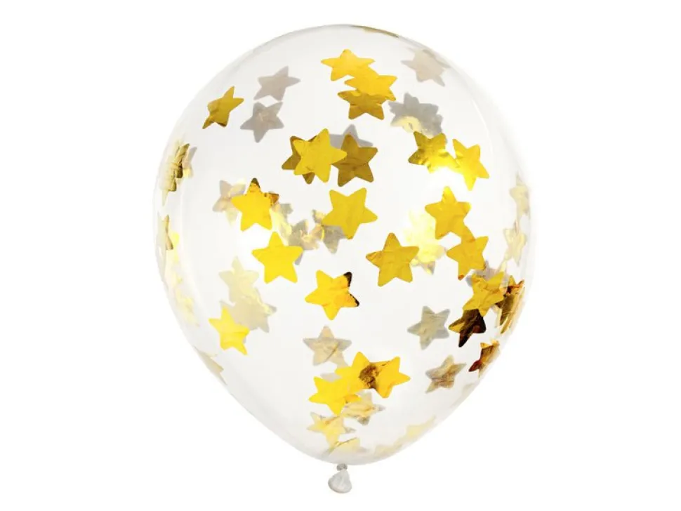 Confetti Ballonnen Gouden Sterren 30cm 6st