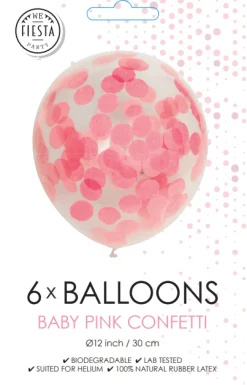 Confetti Ballonnen Lichtroze 30cm 6st
