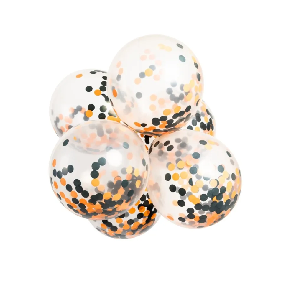 Confetti Ballonnen Oranje Zwart 30cm 6st