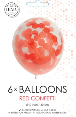 Confetti Ballonnen Rood 30cm 6st